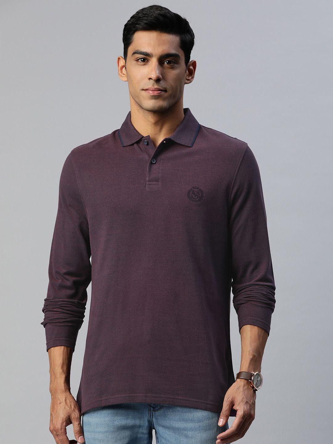 marks & spencer men purple pure cotton polo collar t-shirt