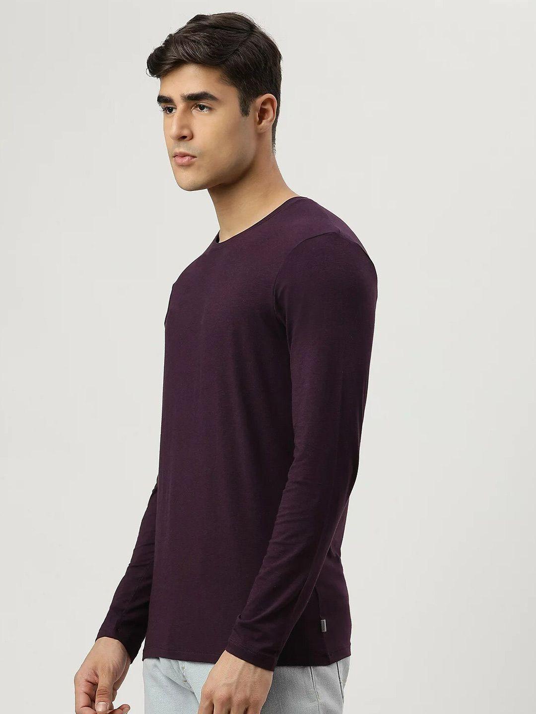 marks & spencer men purple round neck t-shirt