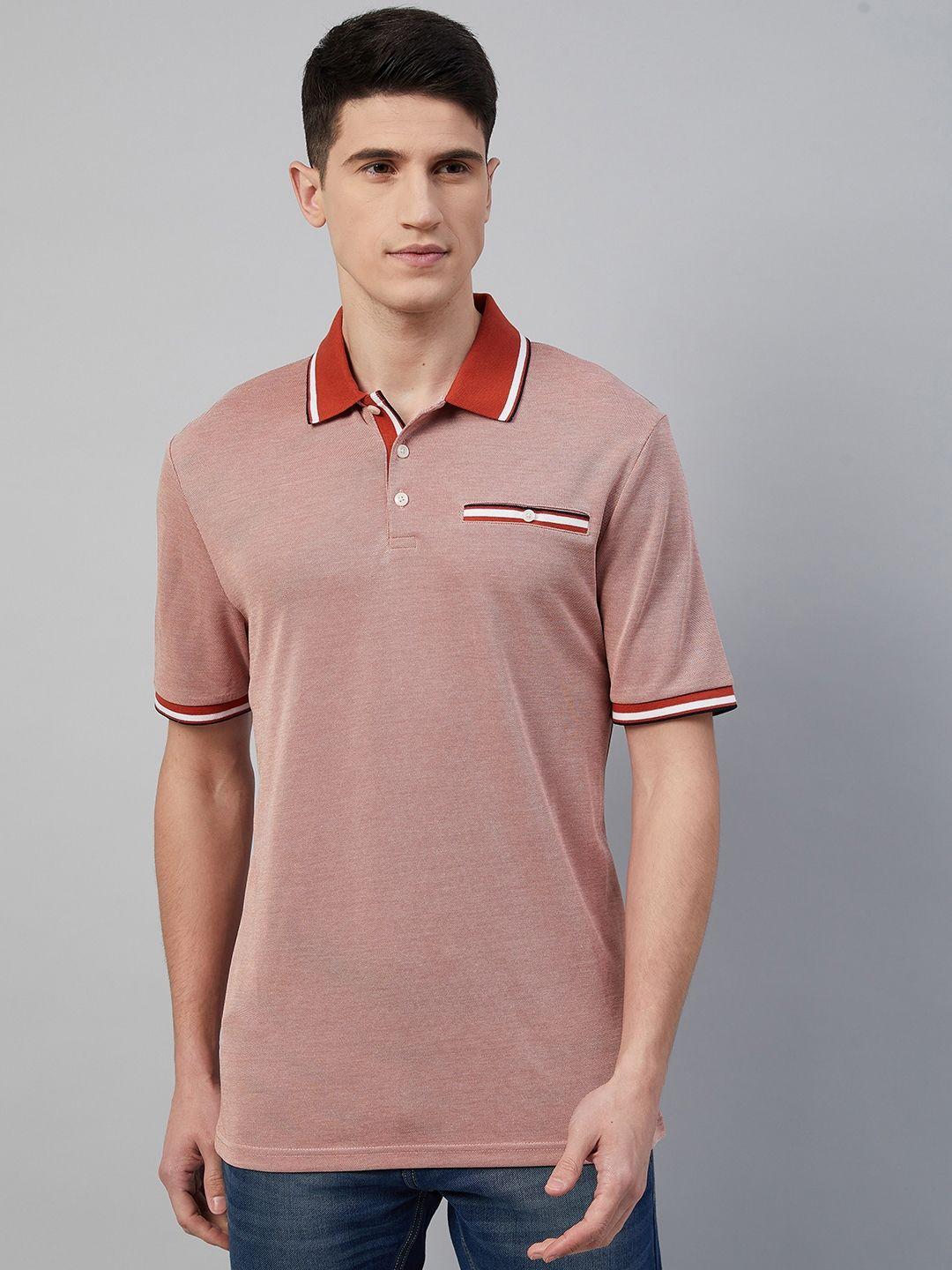 marks & spencer men rust polo collar pockets slim fit t-shirt