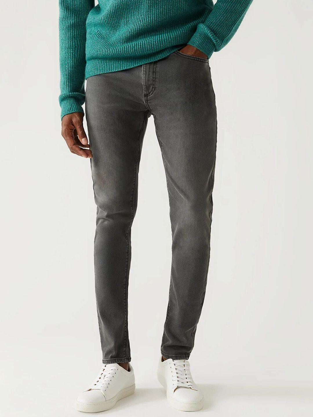 marks & spencer men skinny fit mid-rise light fade jeans