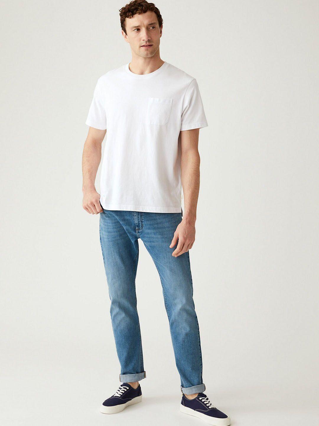 marks & spencer men slim fit light fade cotton jeans