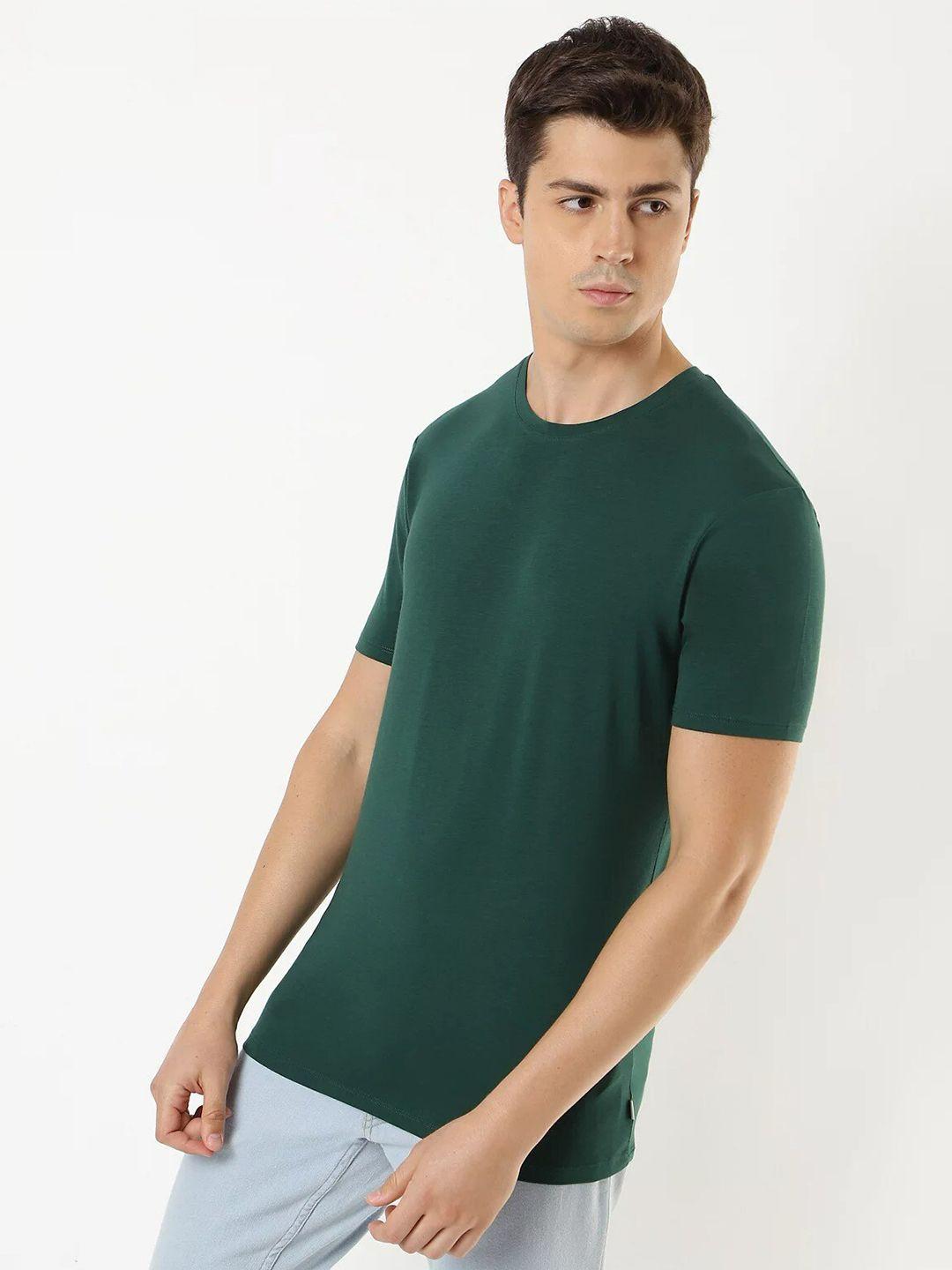 marks & spencer men solid green t-shirt