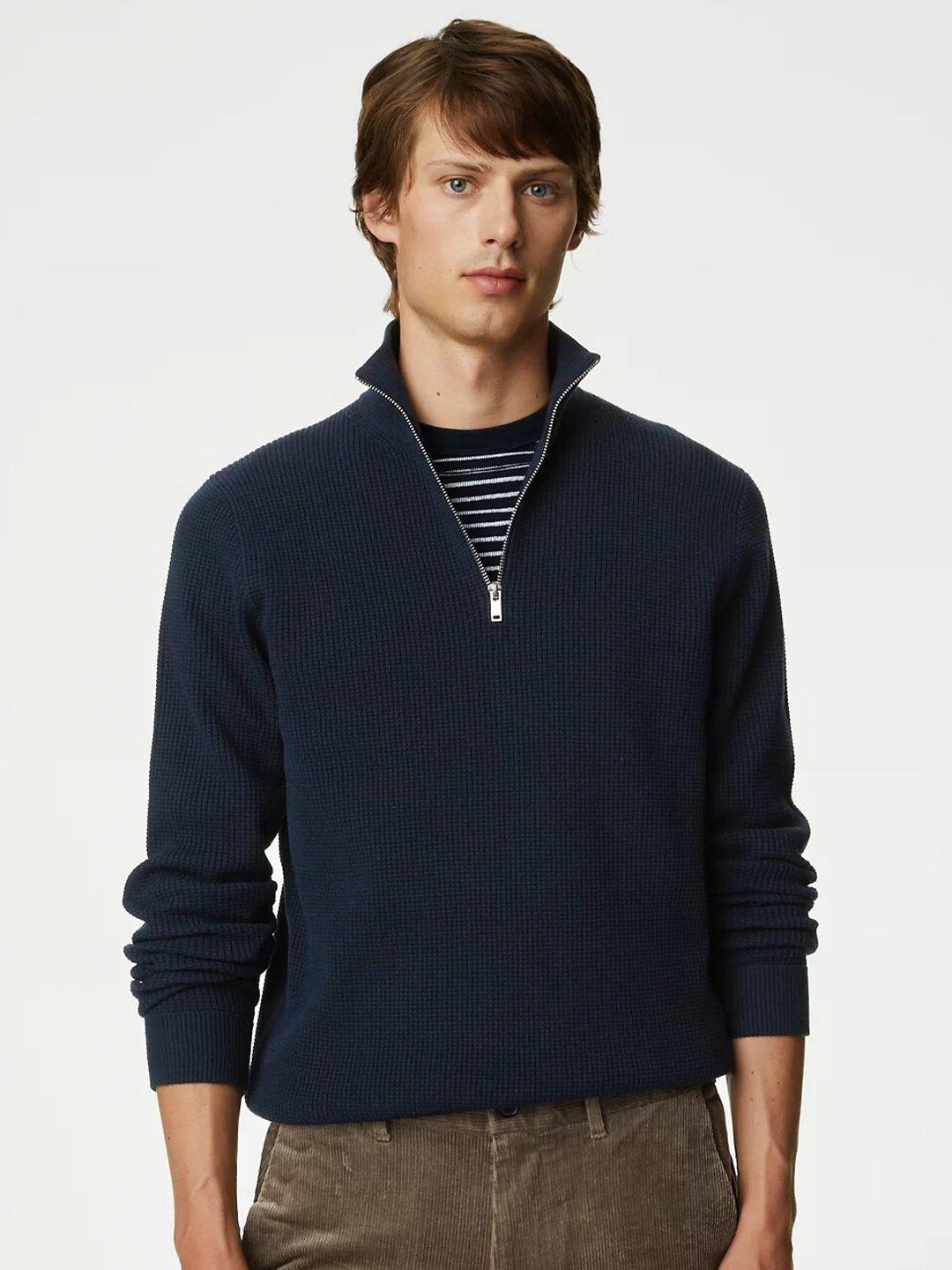 marks & spencer mock collar half zipper pullover sweater