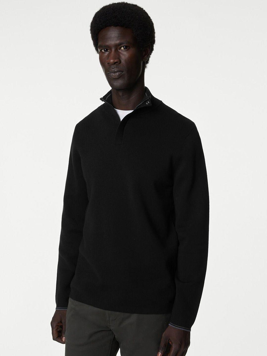 marks & spencer mock collar half zipper pullover sweatshirt