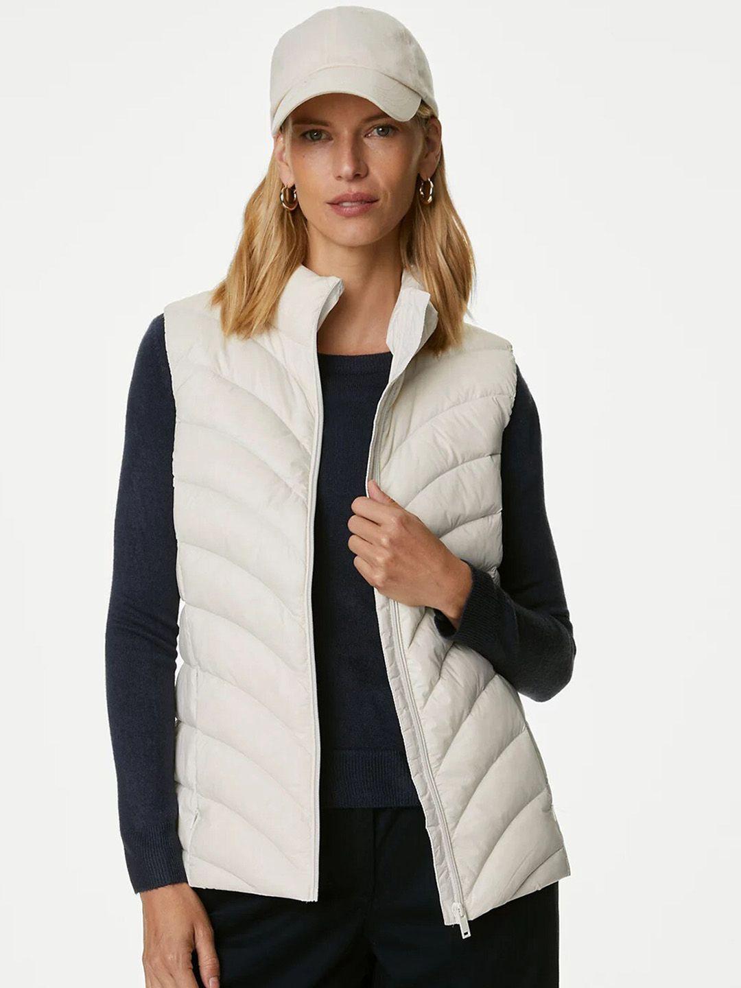 marks & spencer mock collar quilted jacket