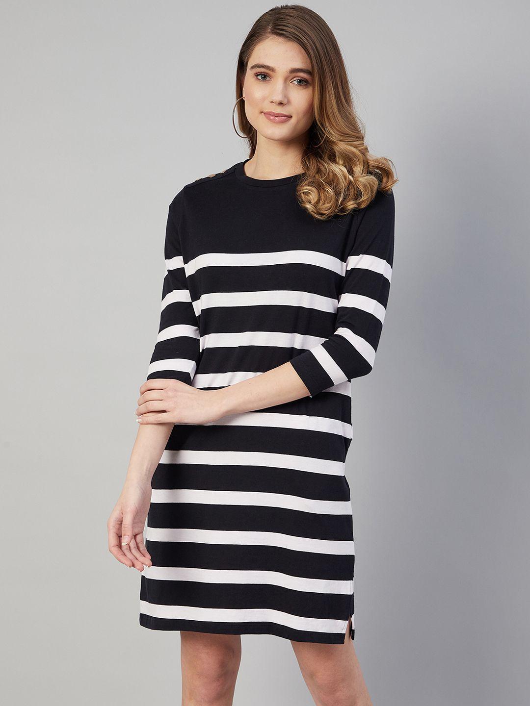 marks & spencer navy blue & white striped sheath mini dress
