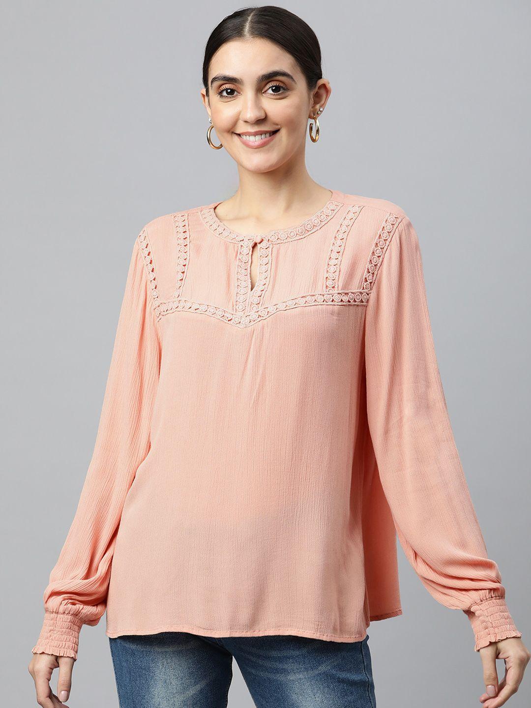 marks & spencer peach-coloured keyhole neck top