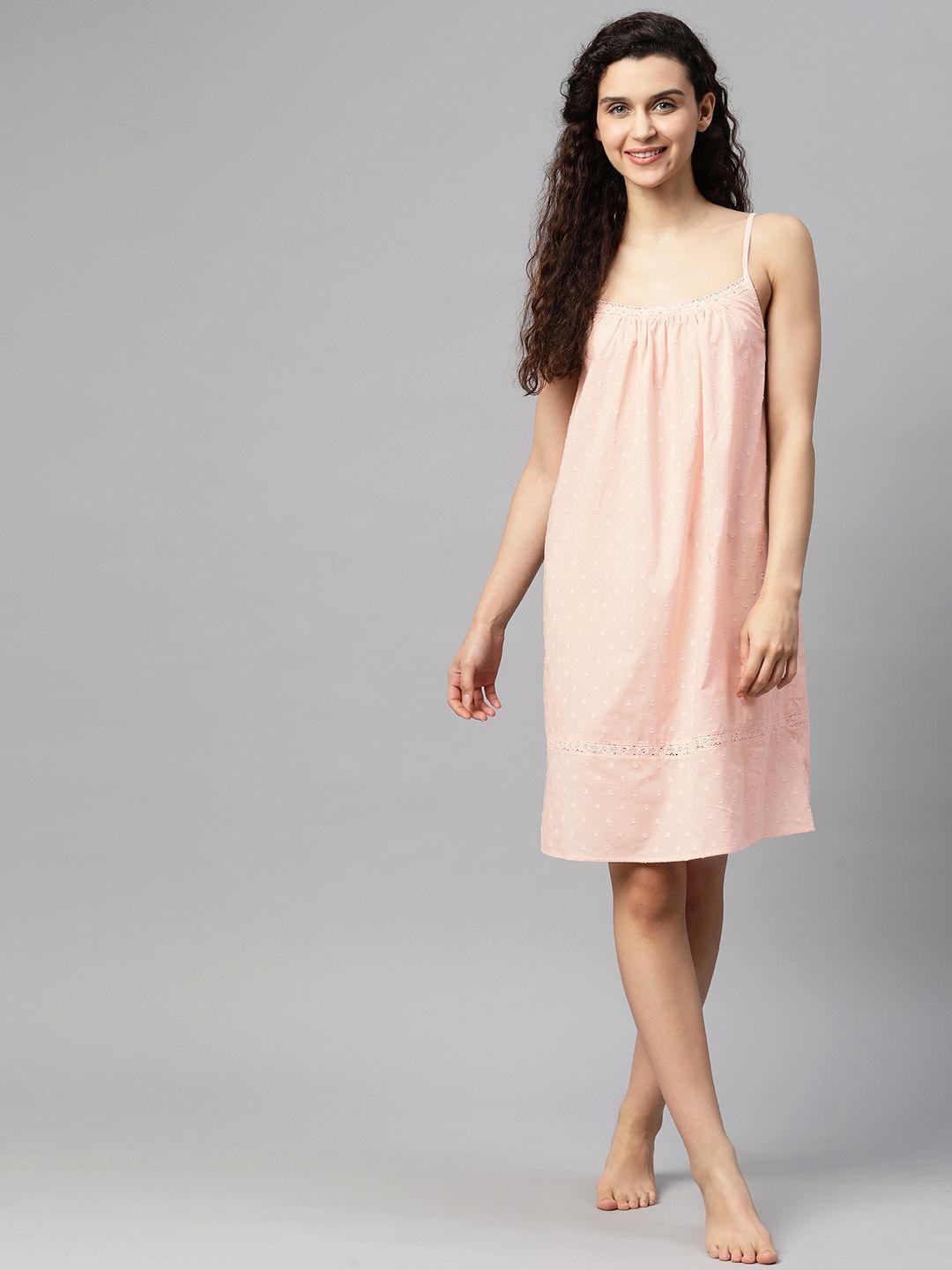 marks & spencer pink solid sleeveless nightdress