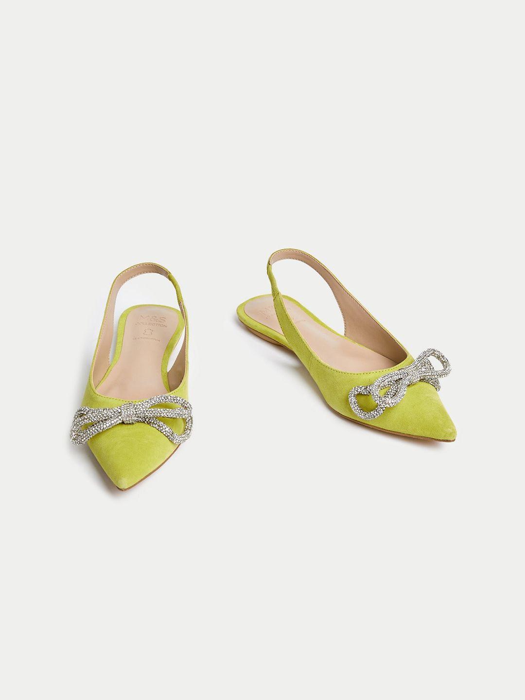 marks & spencer pointed toe mules with bows & backstrap
