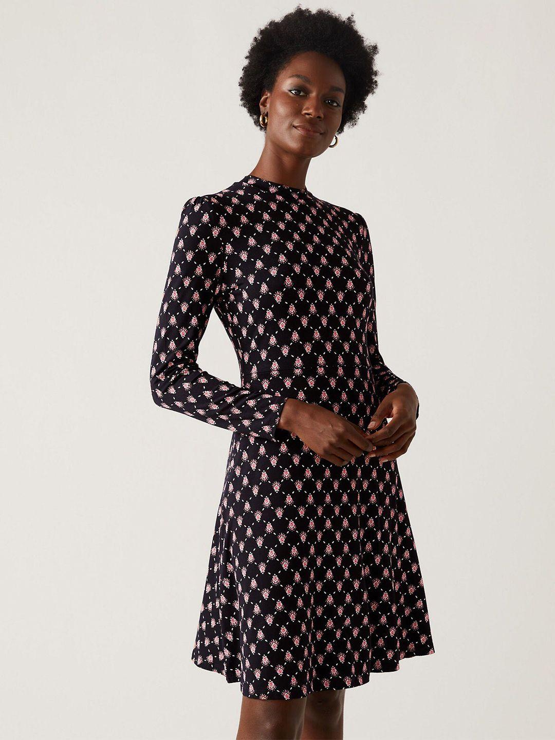 marks & spencer polka dots printed fit and flare dress