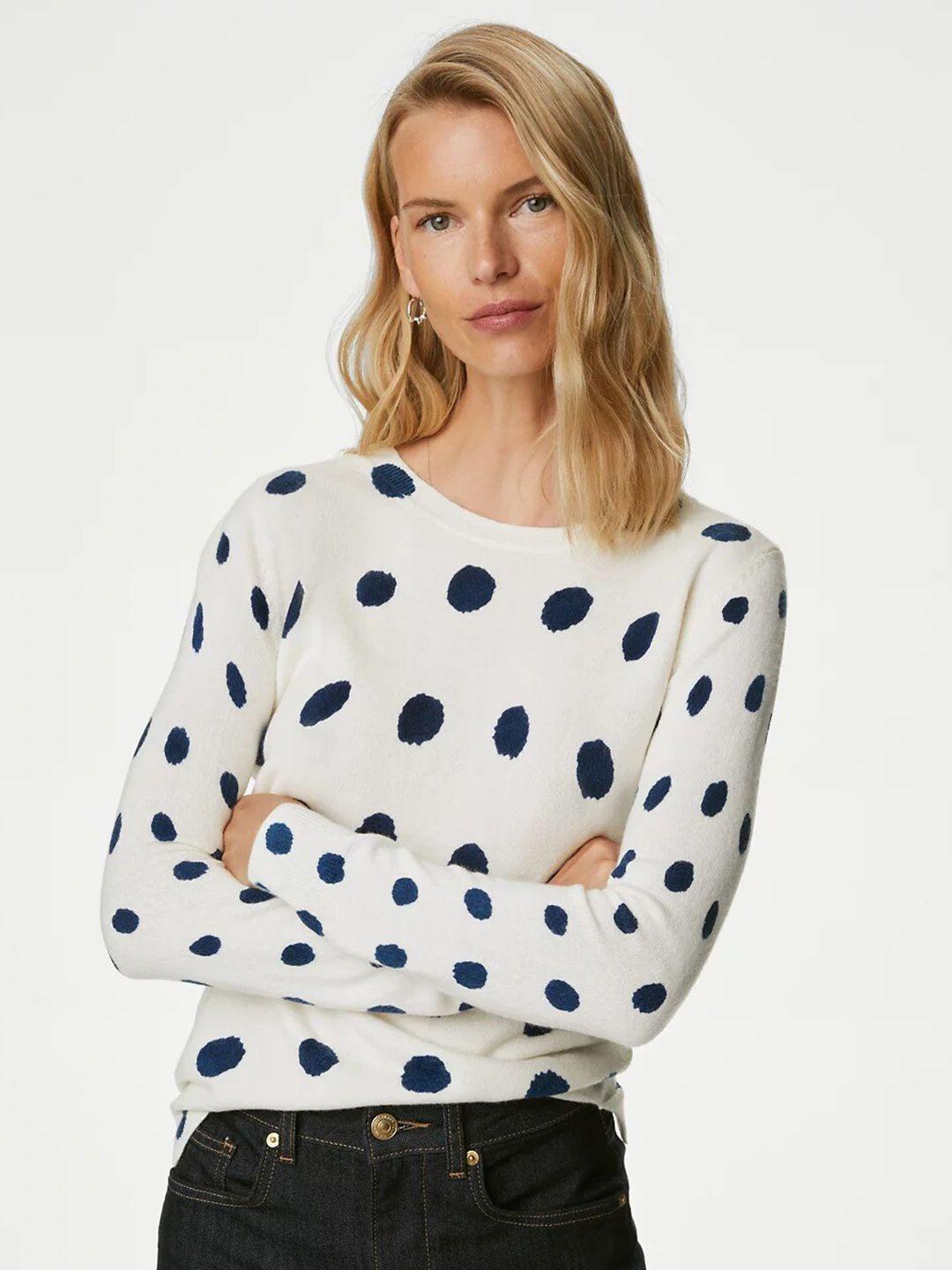 marks & spencer polka dots printed pullover sweater