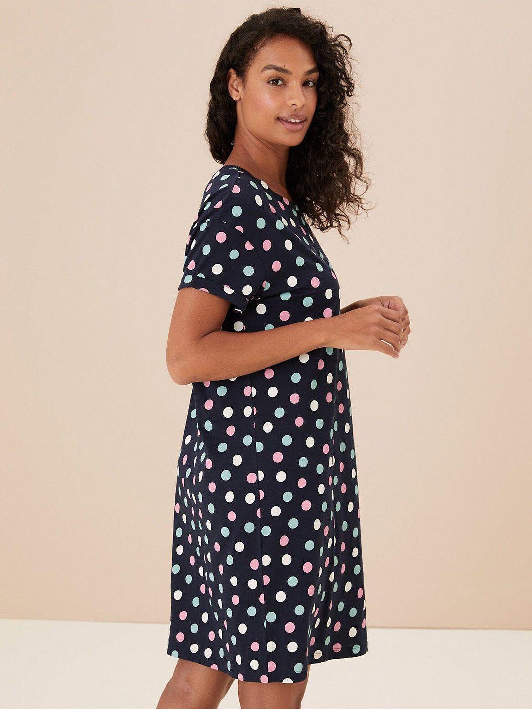 marks & spencer polka dots printed pure cotton nightdress