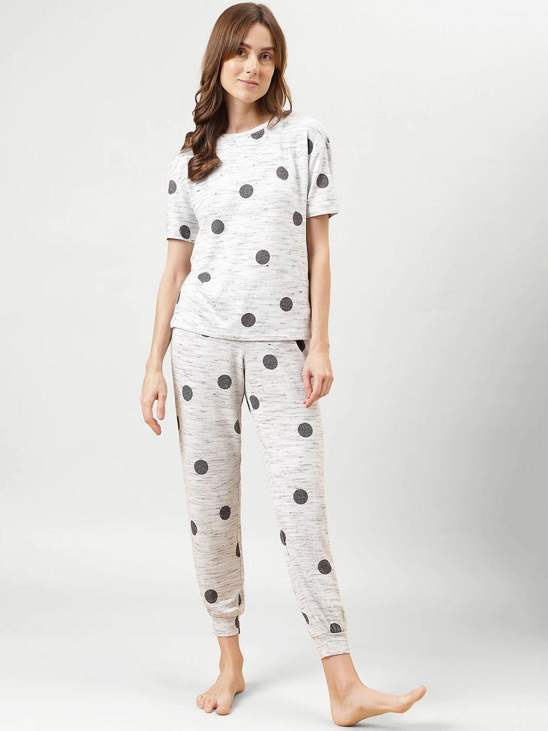 marks & spencer polka dots printed t-shirt with joggers