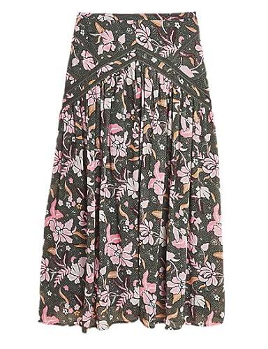 marks & spencer polyester western skirt (t53_8261u_khaki mix_xs)