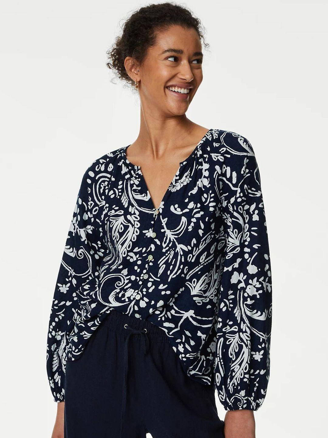marks & spencer print puff sleeve top