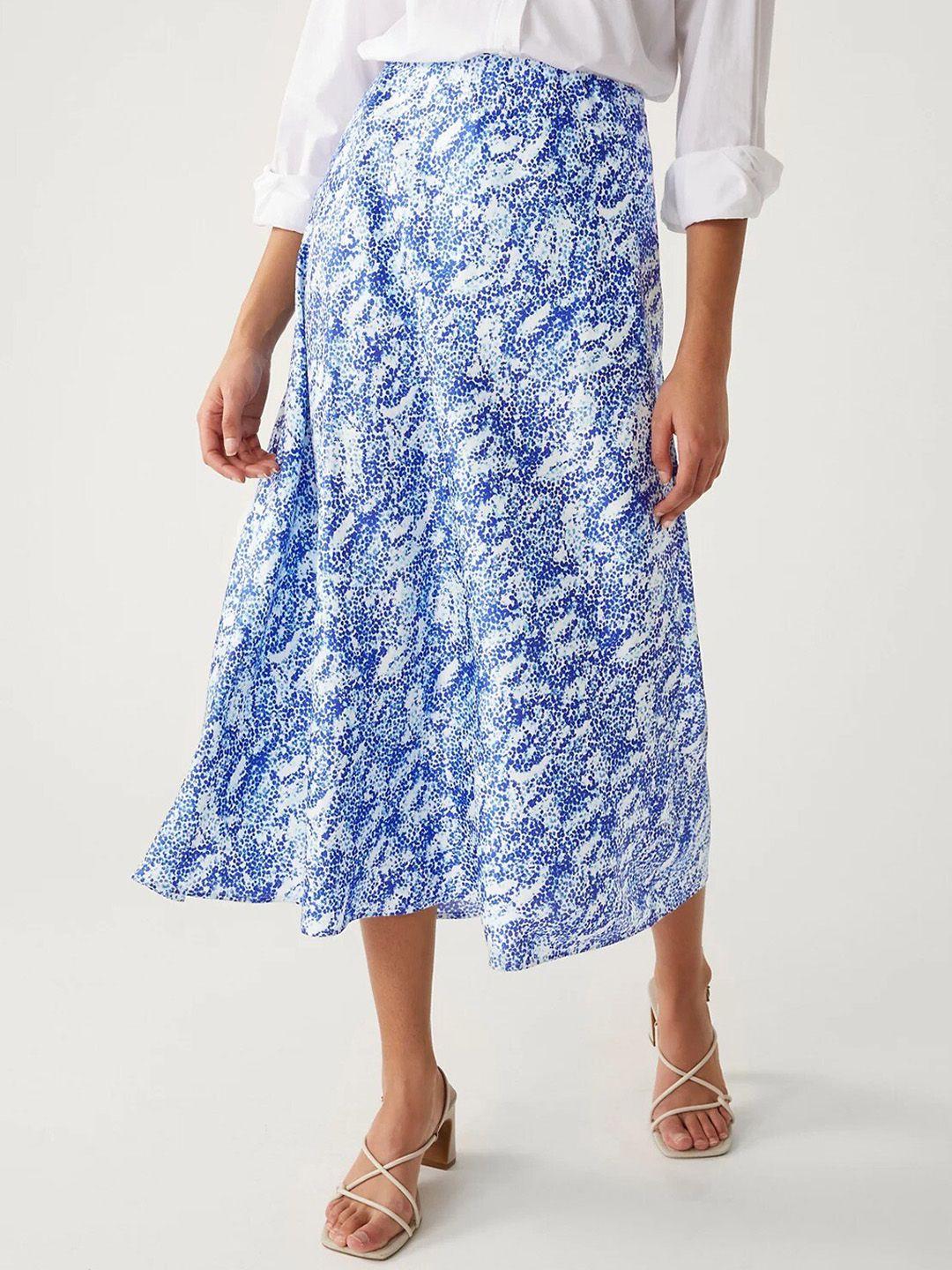 marks & spencer printed flared maxi skirt