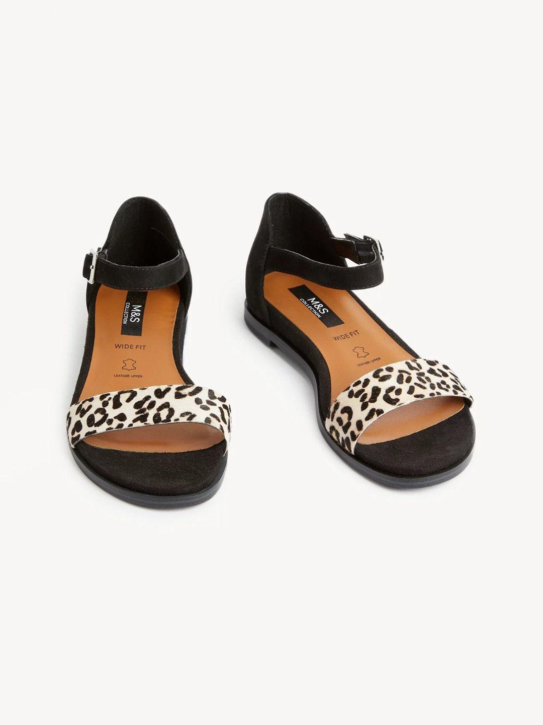 marks & spencer printed open toe flats