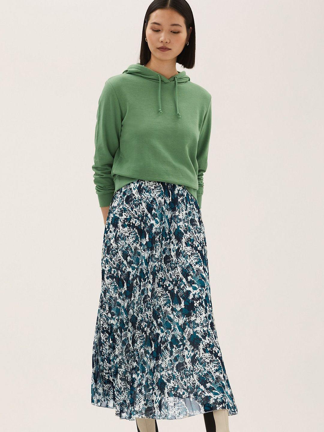 marks & spencer printed pleated maxi skirt