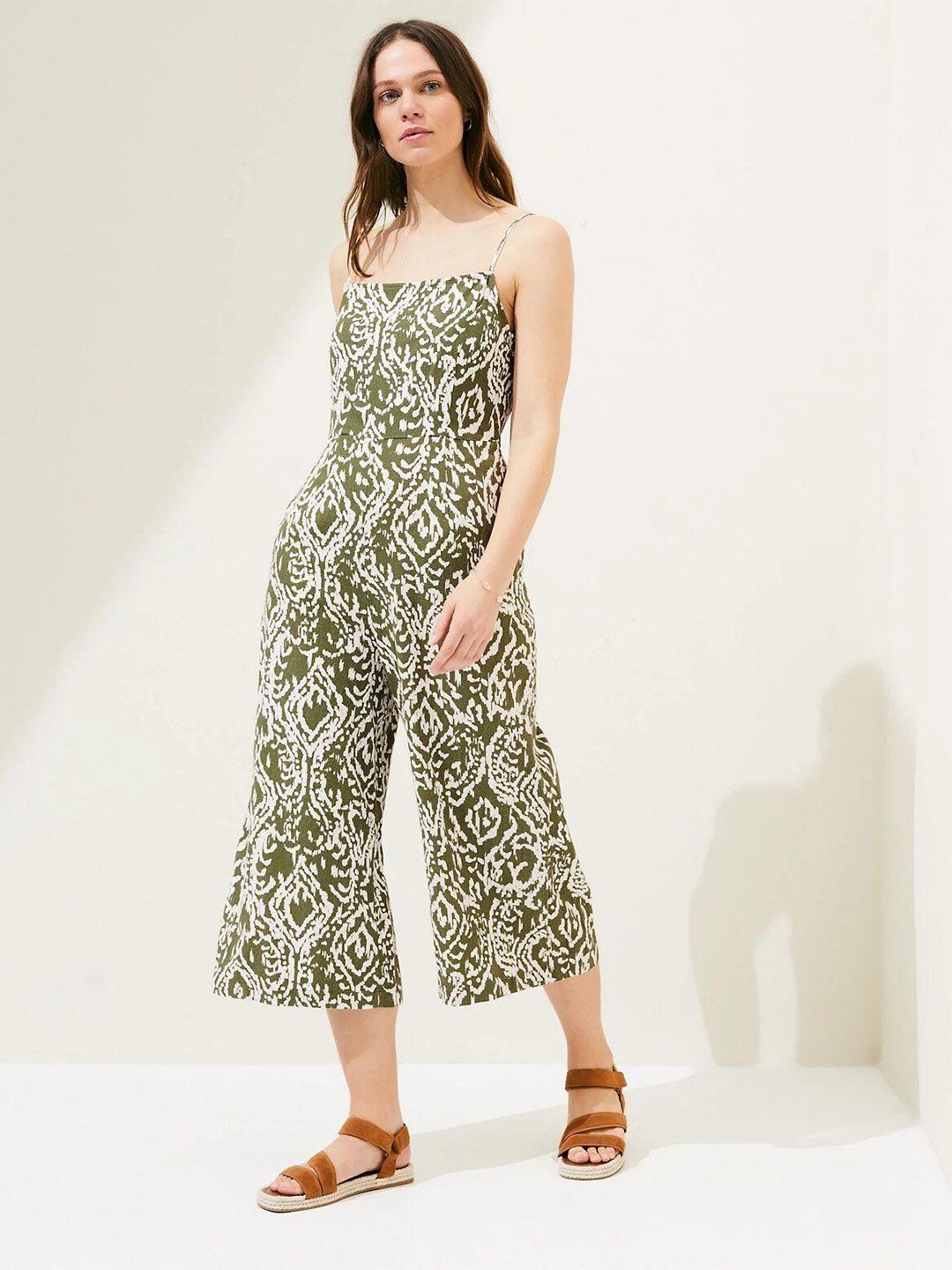 marks & spencer printed sleeveless capri jumpsuit