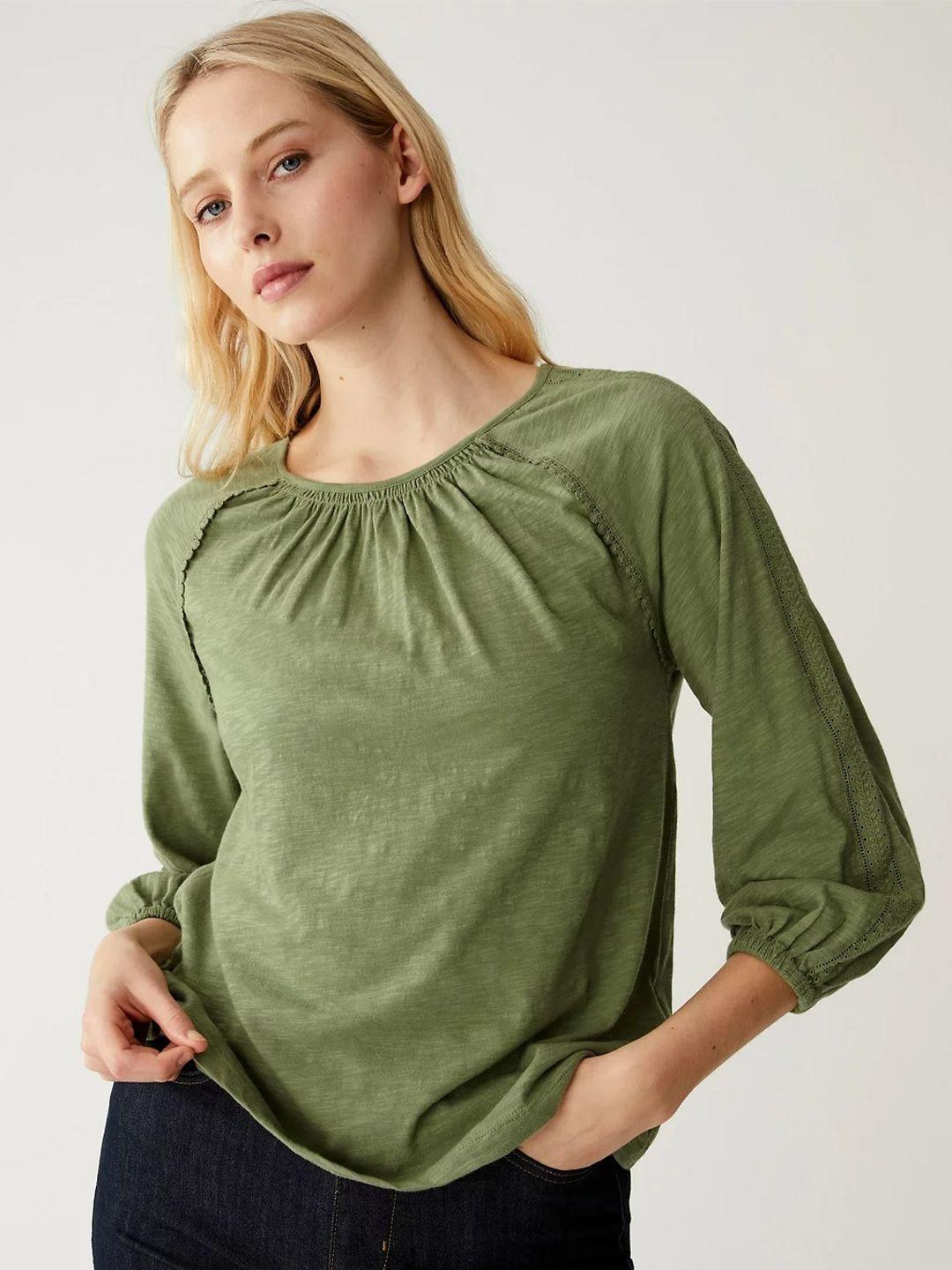 marks & spencer puff sleeves cotton top