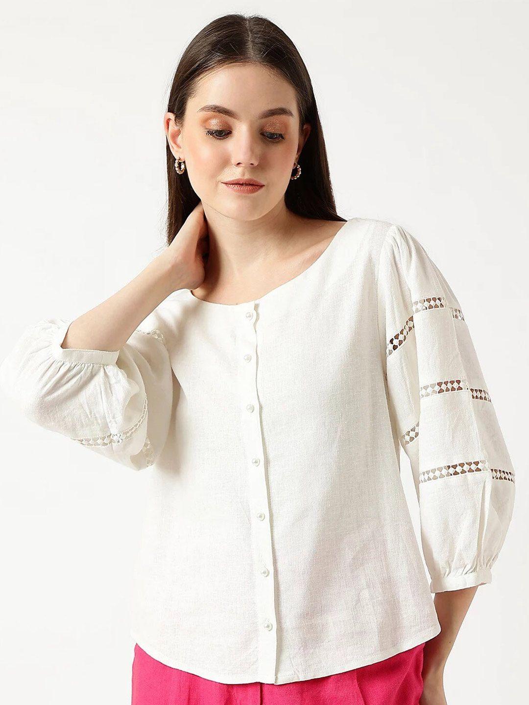 marks & spencer puff sleeves shirt style top