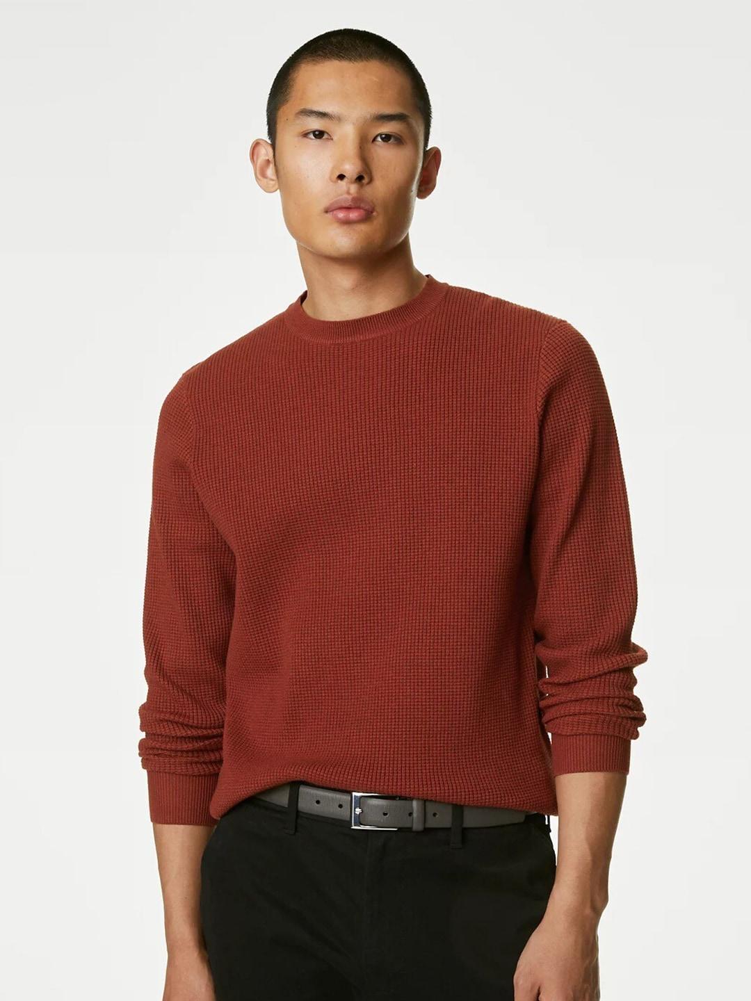 marks & spencer ribbed round neck pullover sweater