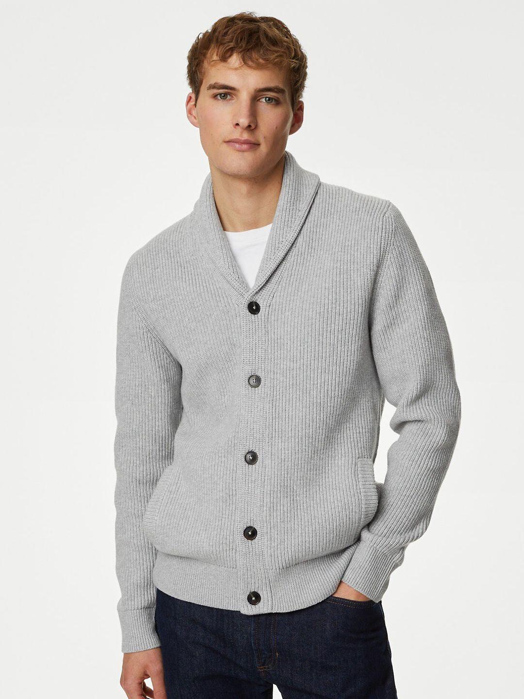 marks & spencer ribbed shawl collar cardigan sweater