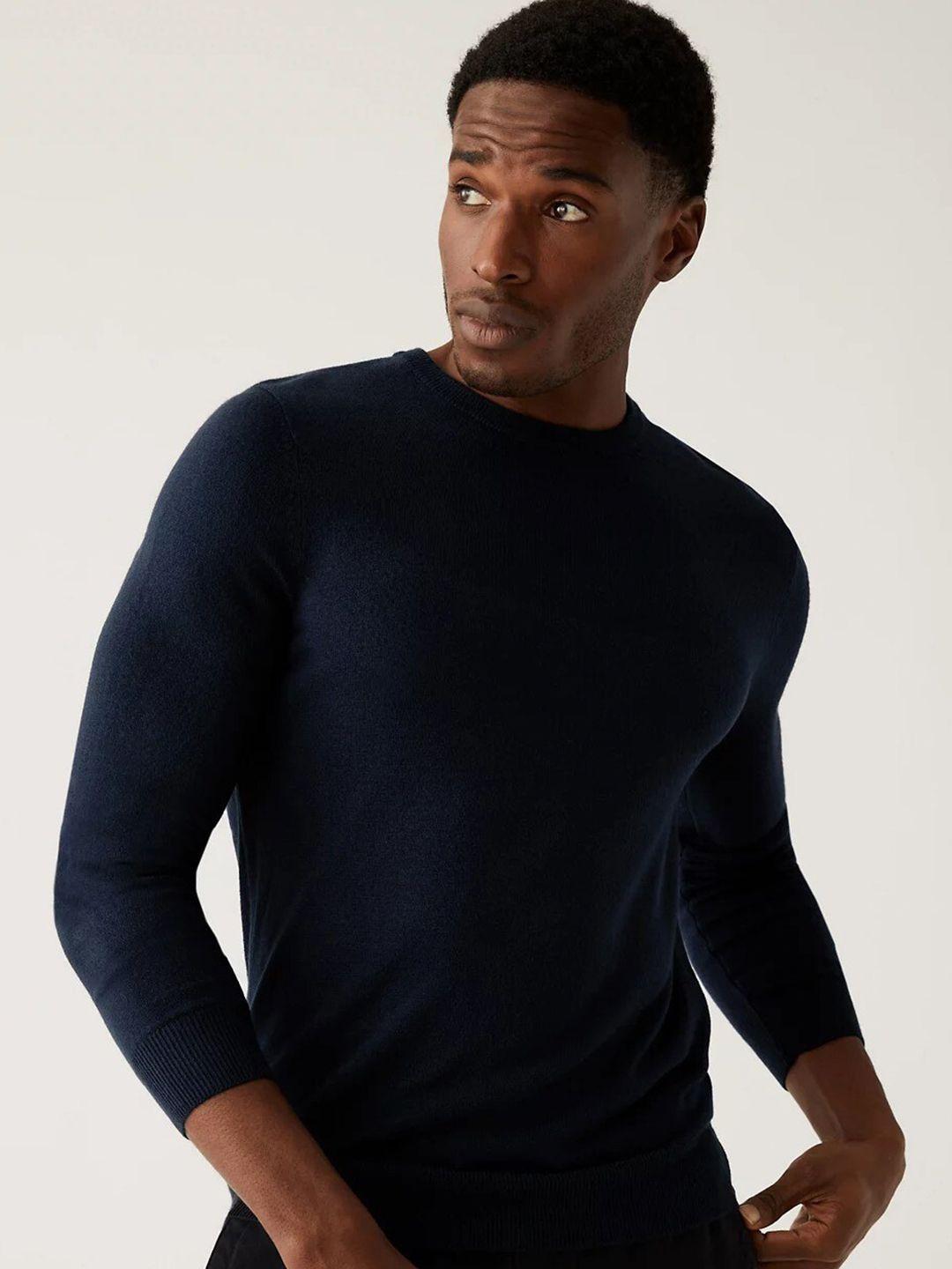 marks & spencer round neck long sleeve acrylic pullover sweaters
