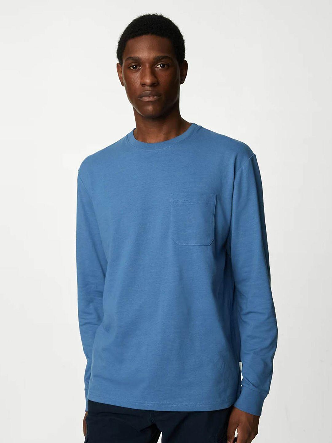 marks & spencer round neck pockets pure cotton t-shirt