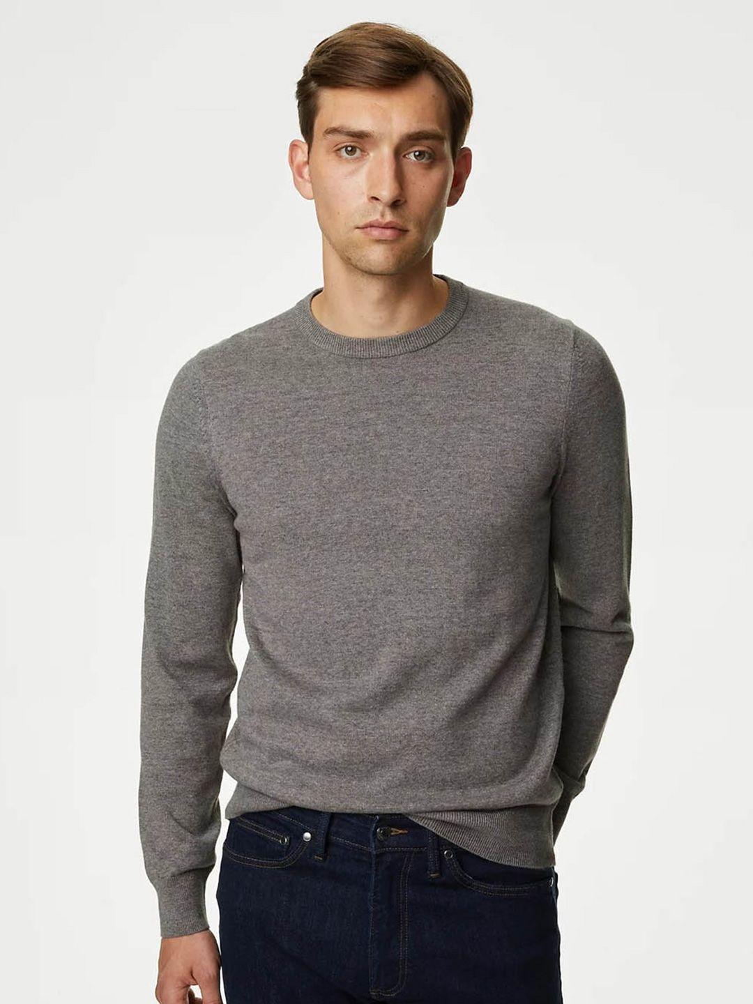 marks & spencer round neck pure cotton pullover sweater