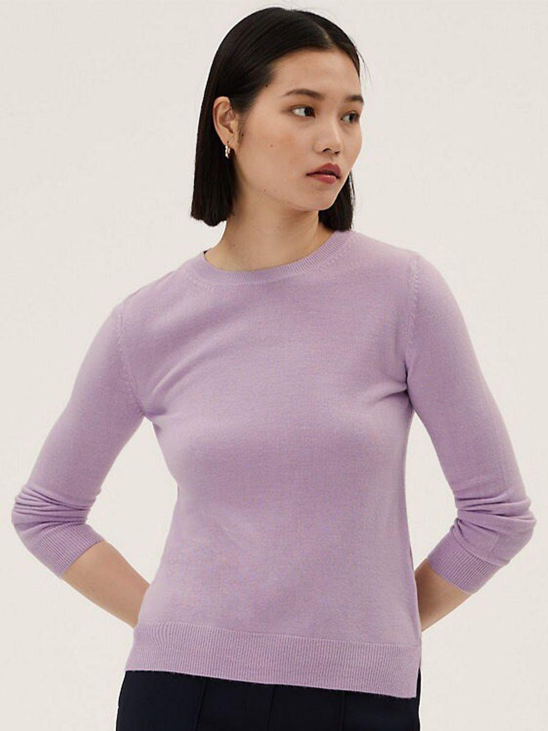 marks & spencer round neck ribbed pullover sweaters