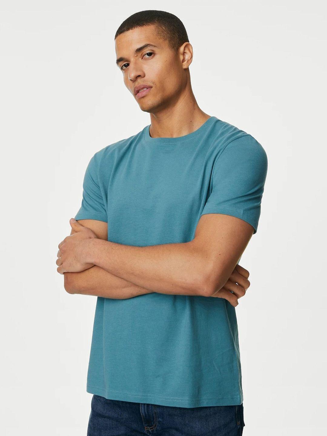 marks & spencer round neck short sleeves pure cotton t-shirt