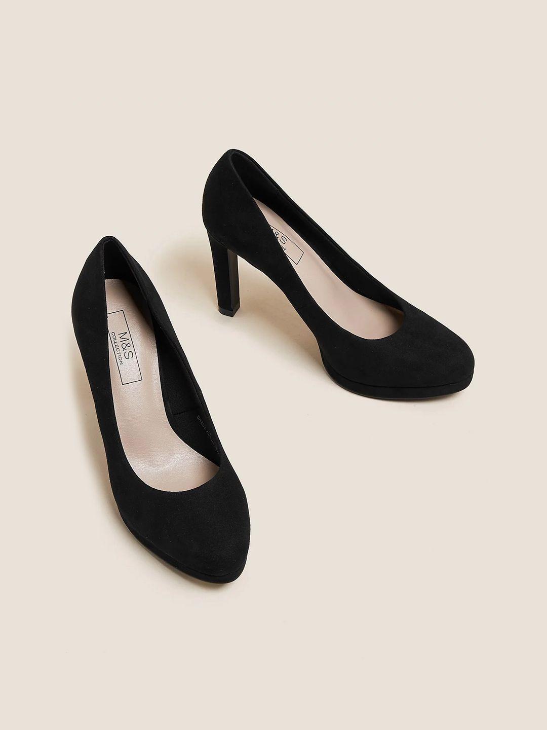 marks & spencer round toe heeled pumps