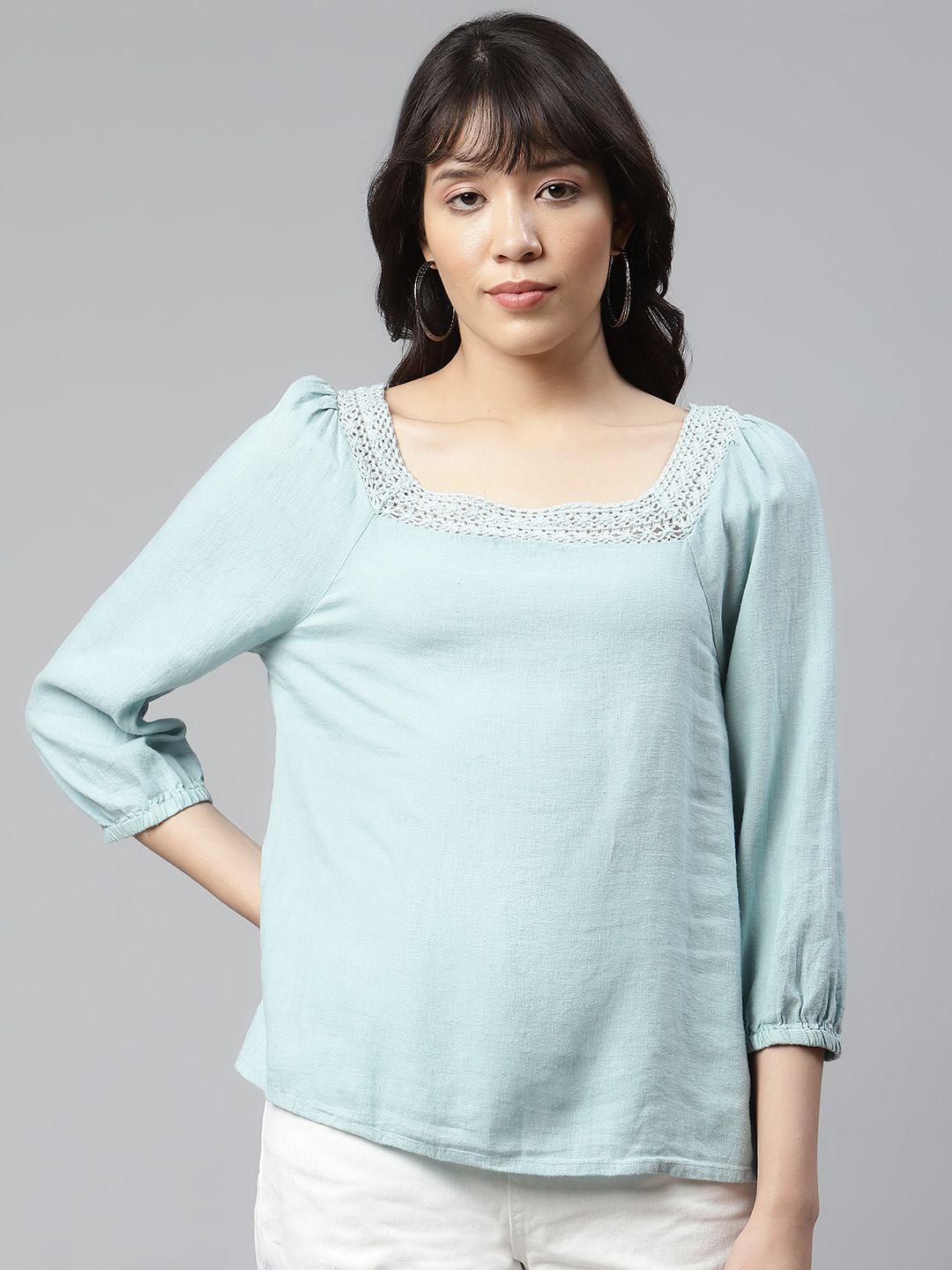 marks & spencer sea green square neck top