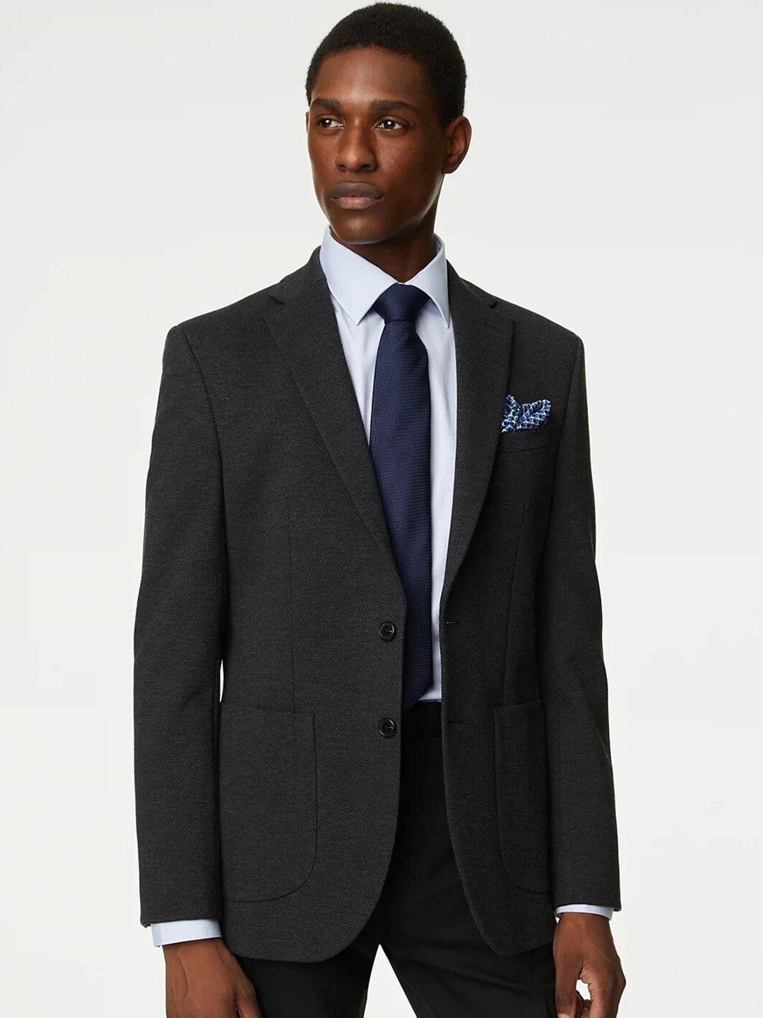 marks & spencer self-design notched lapel single-breasted formal blazers