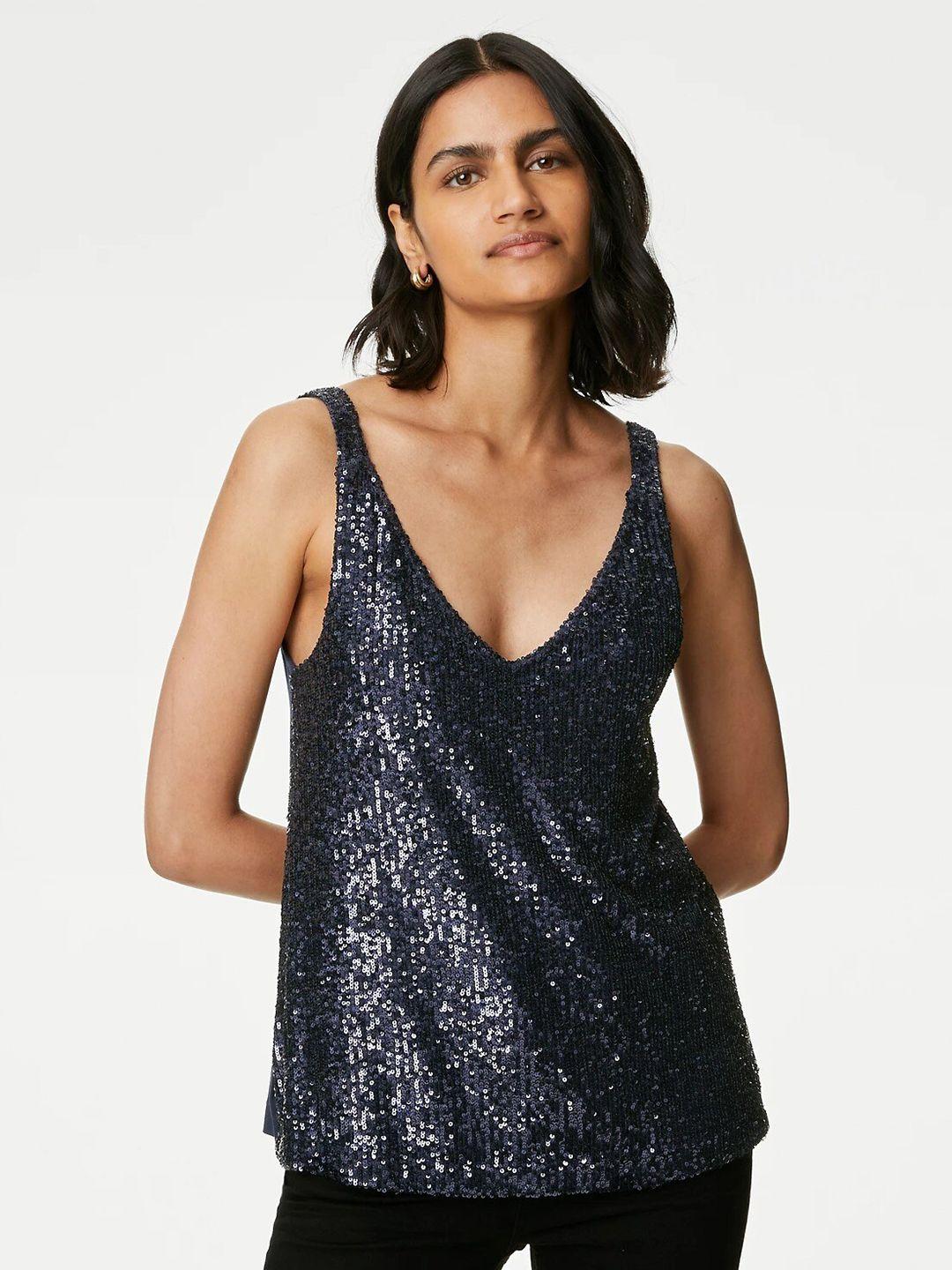 marks & spencer shoulder straps embellished top