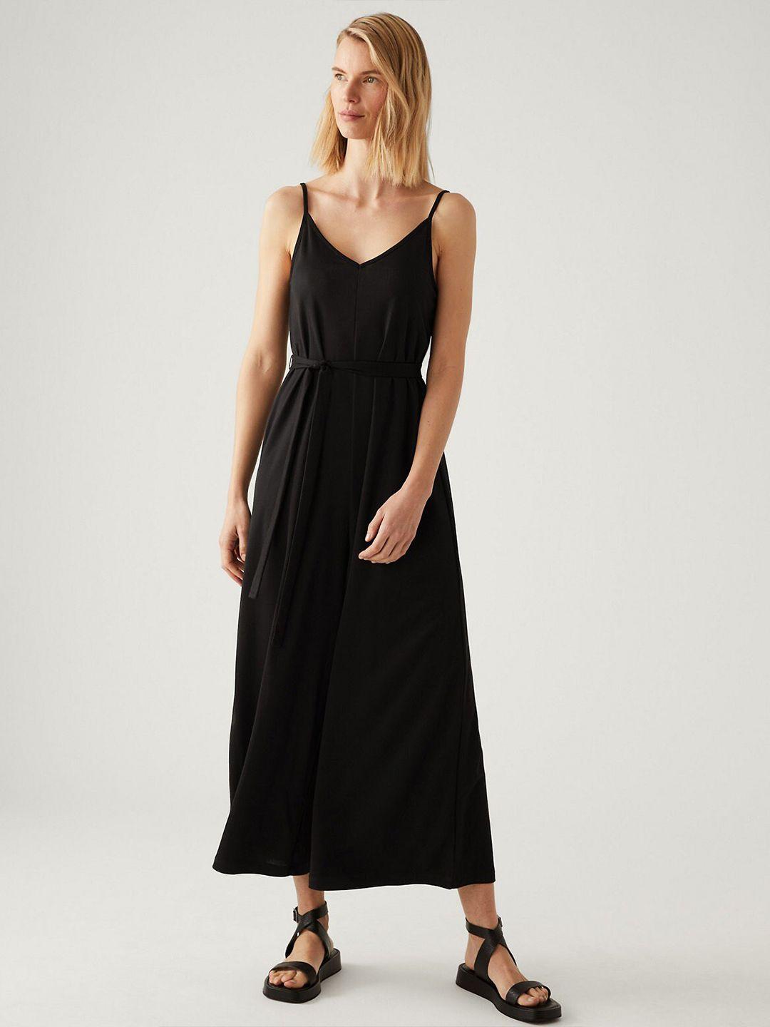 marks & spencer sleeveless waist tie-ups basic jumpsuit