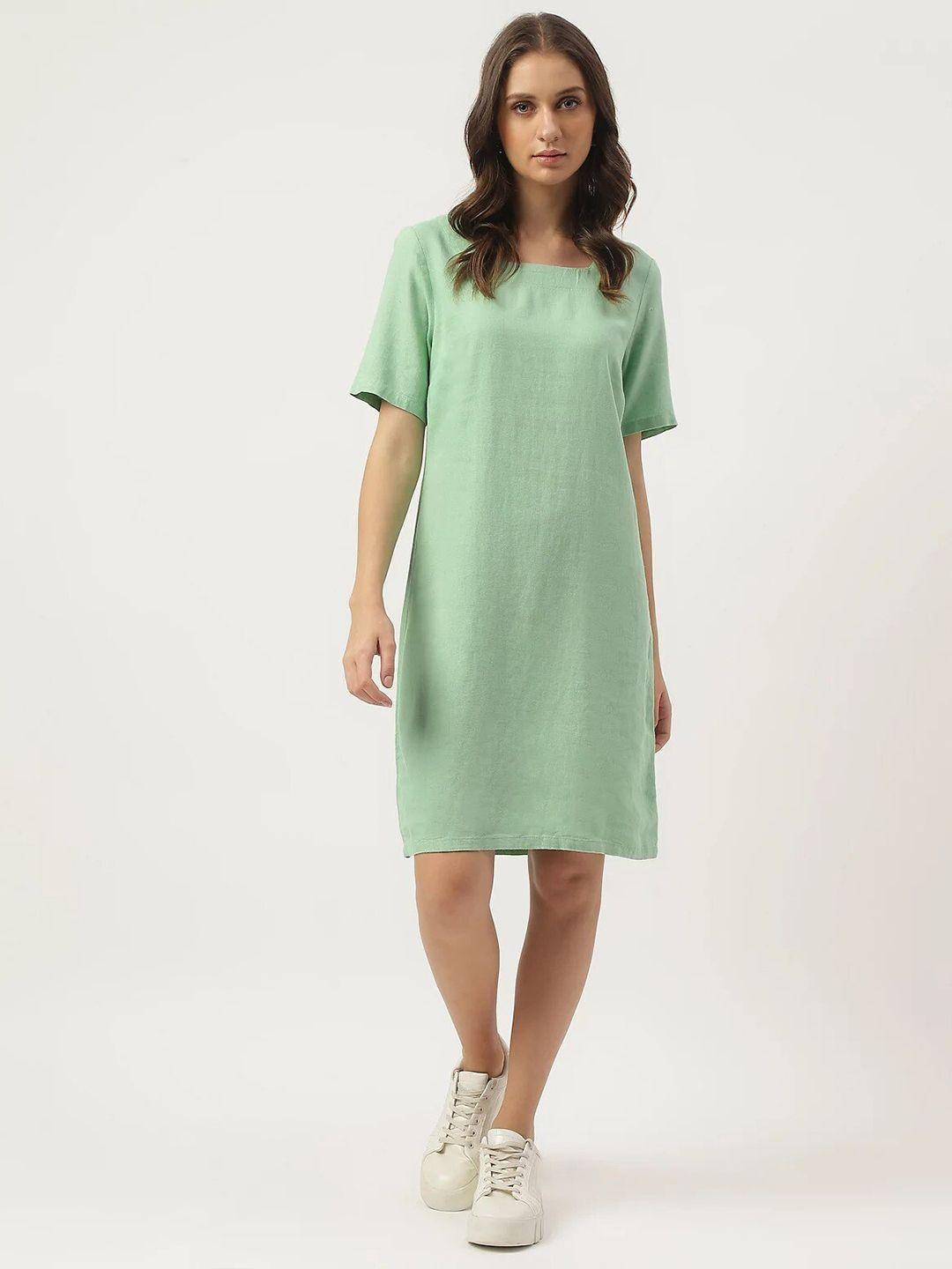 marks & spencer square neck regular sleeves a line dress