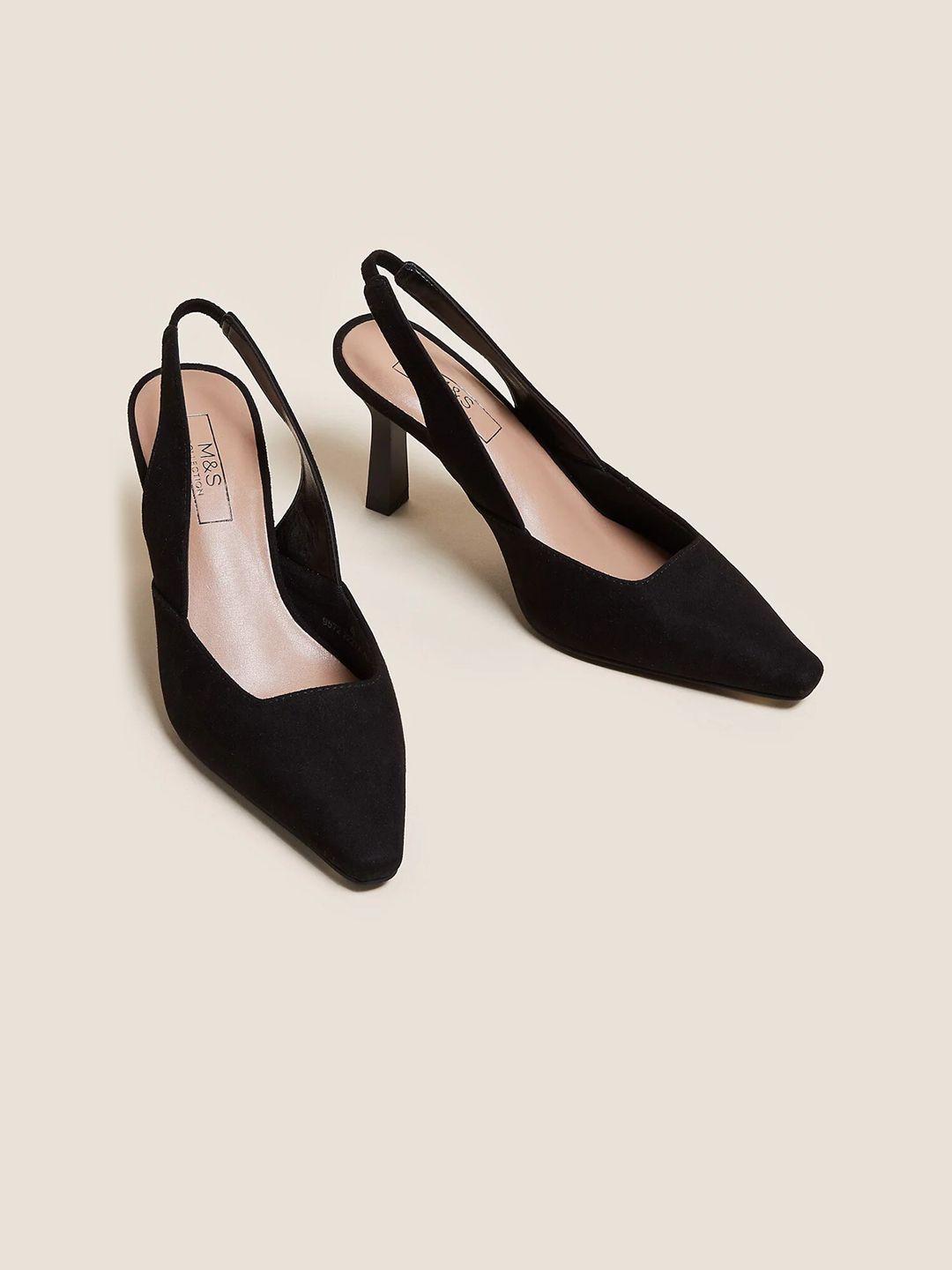 marks & spencer square toe heeled pumps