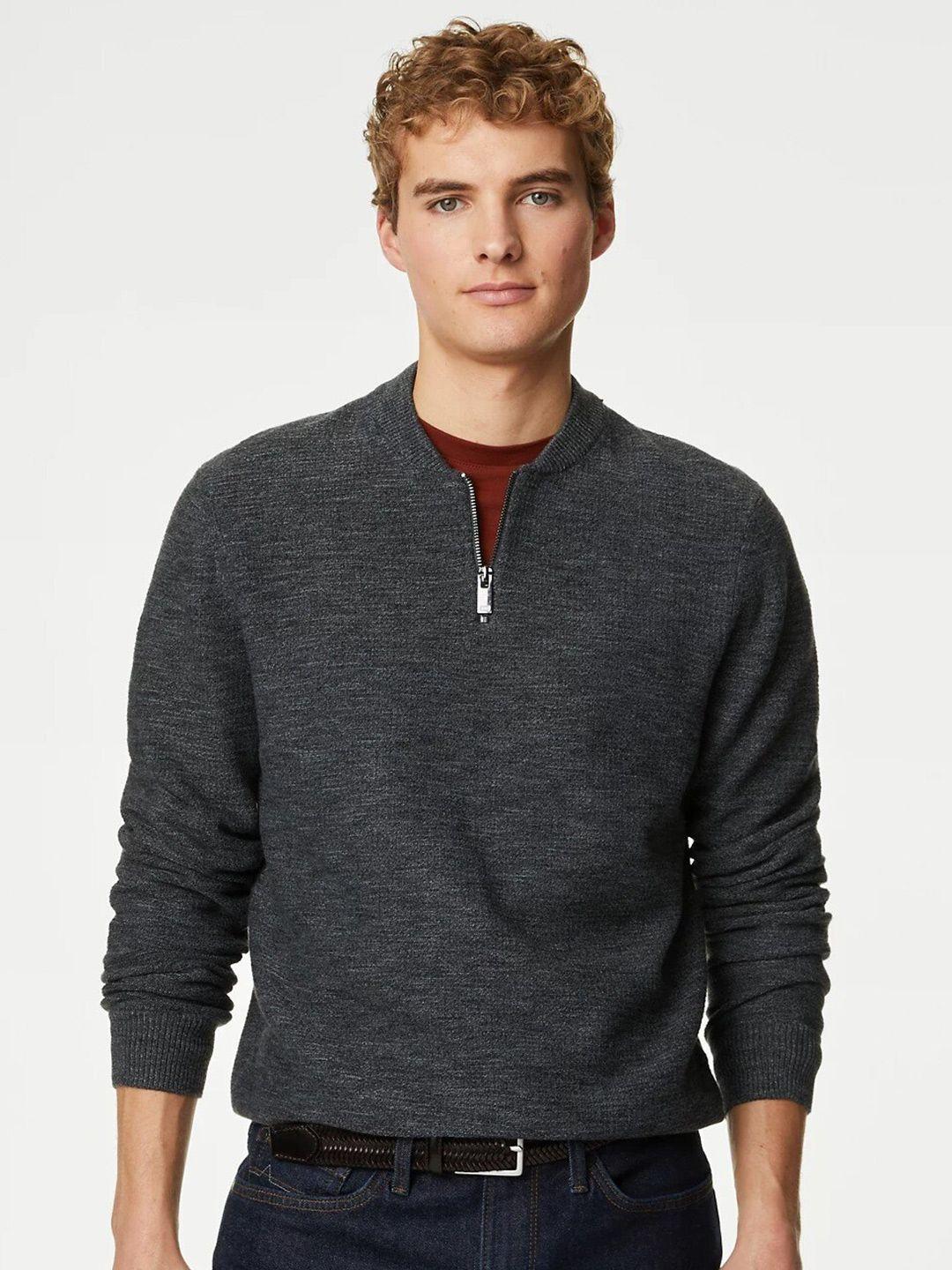 marks & spencer stand collar long sleeves pullover sweater