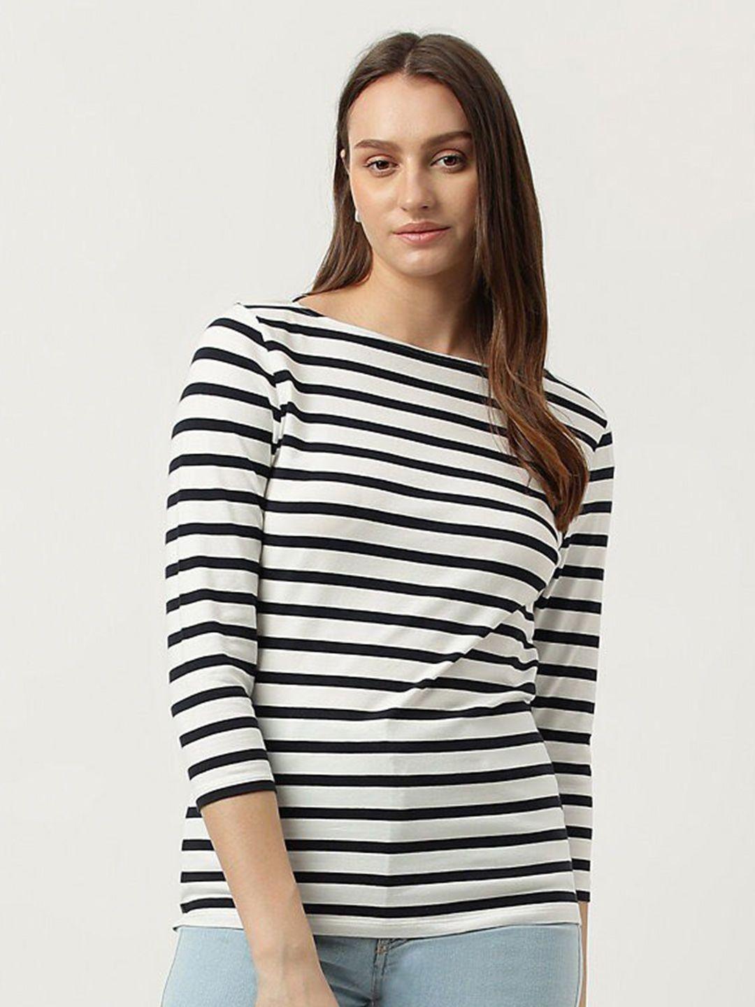 marks & spencer striped boat neck monochrome t-shirt