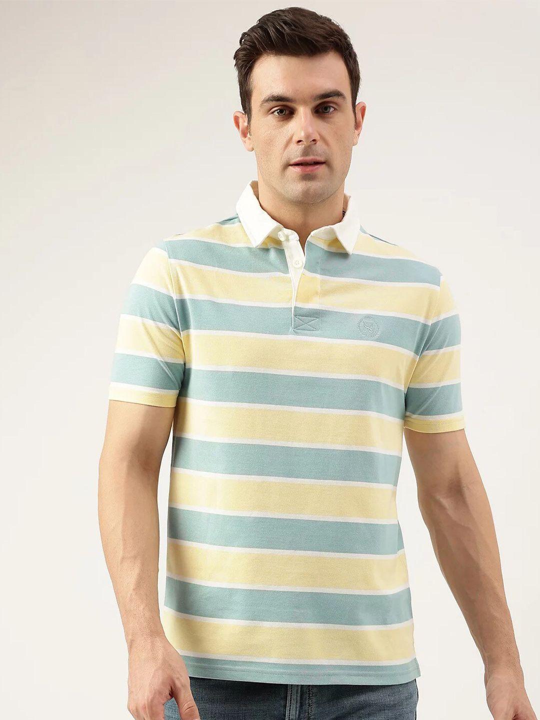 marks & spencer striped polo collar pure cotton t-shirt