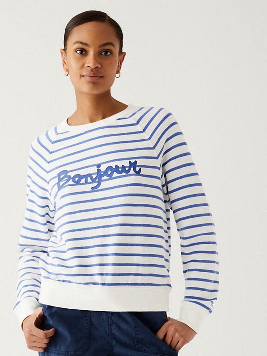 marks & spencer striped pure cotton sweatshirt