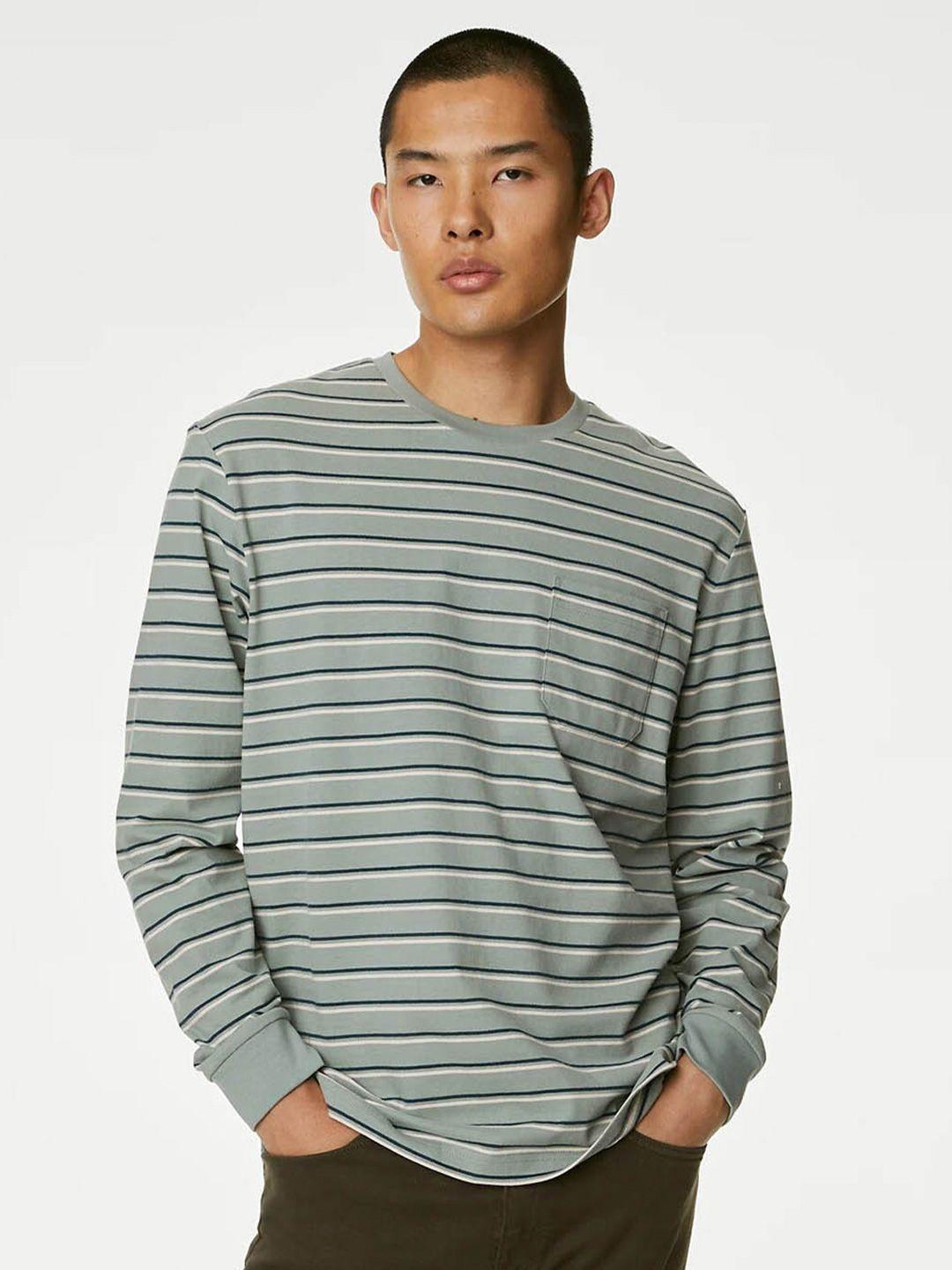 marks & spencer striped pure cotton t-shirt