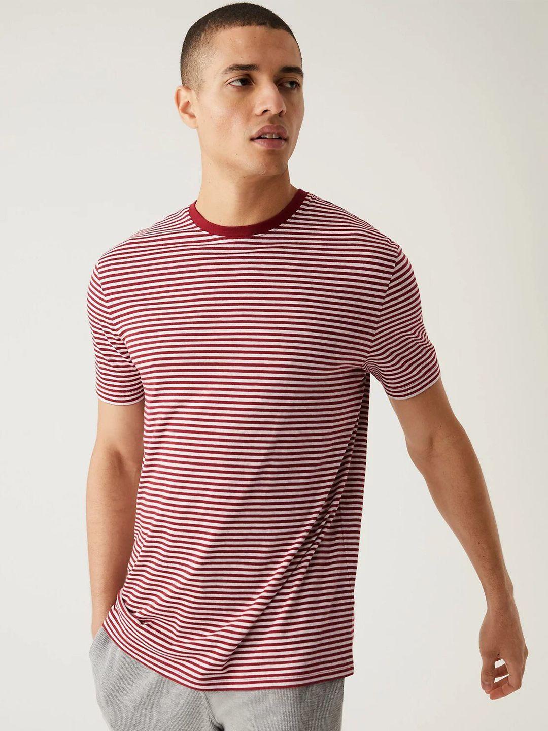 marks & spencer striped round neck cotton regular t-shirt