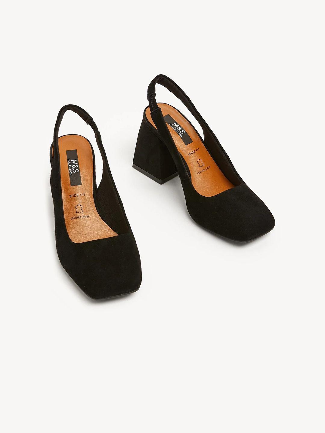 marks & spencer suede block pumps