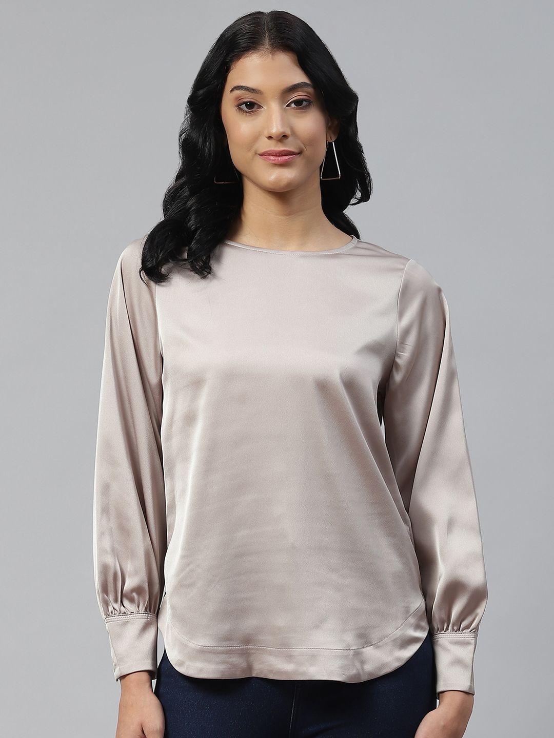 marks & spencer taupe solid satin top