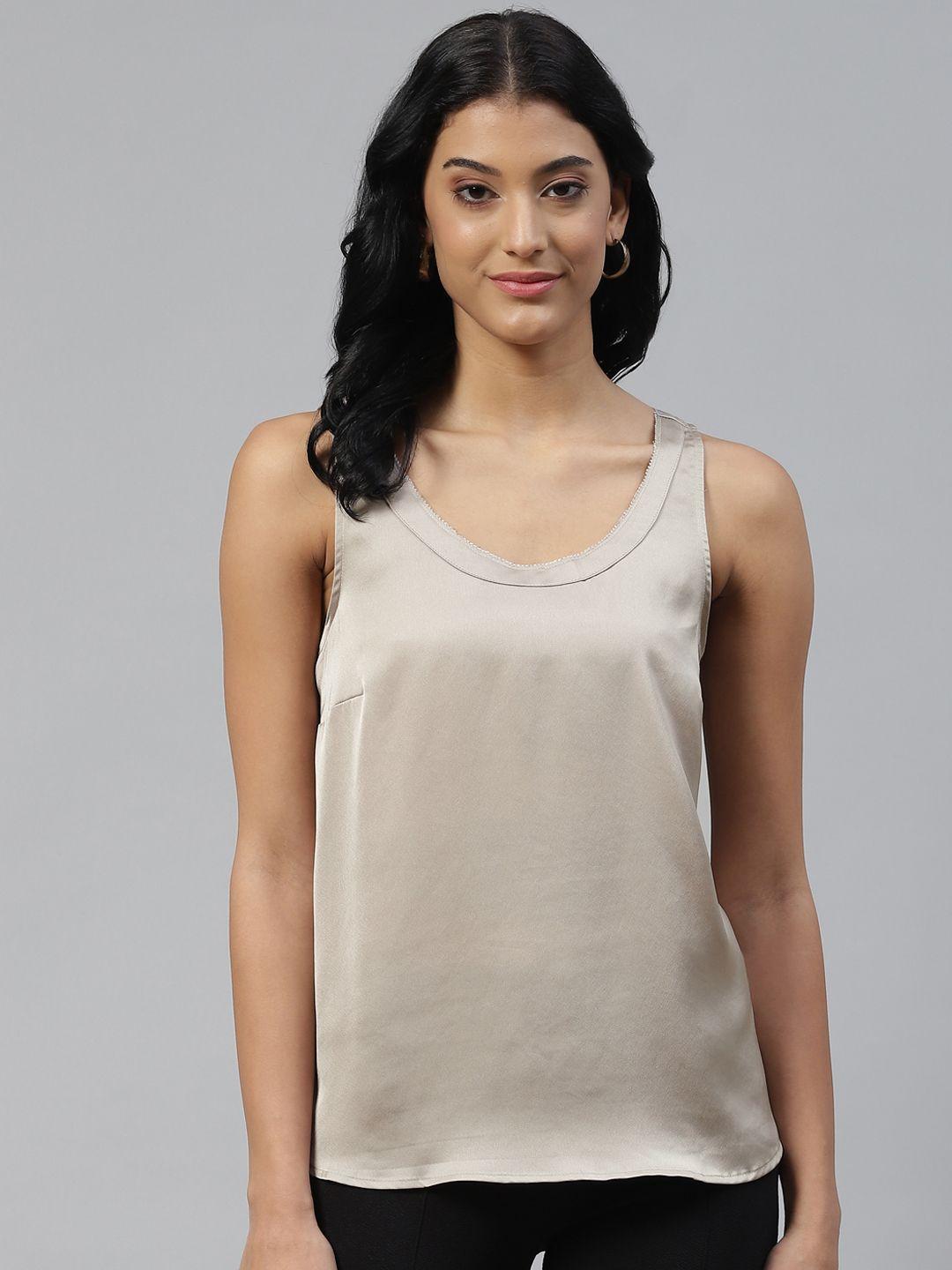 marks & spencer taupe solid satin top