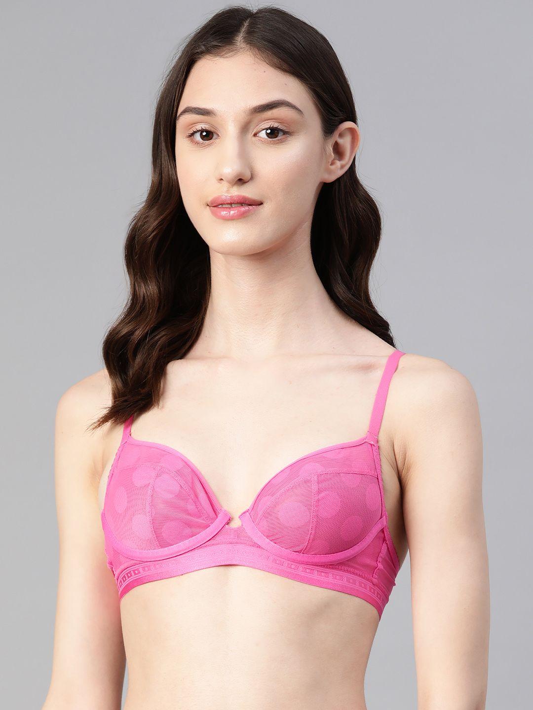 marks & spencer underwired polka dots mesh plunge bra