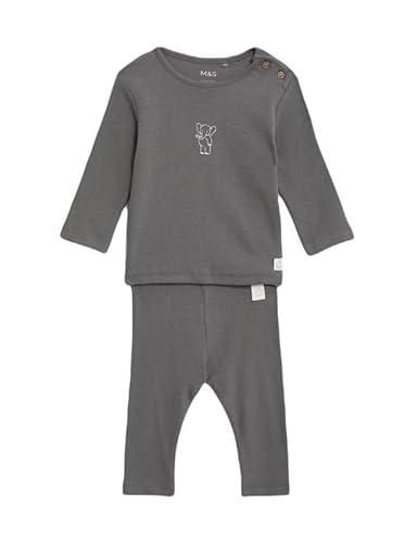 marks & spencer unisex-baby cotton blend fit and flare below the knee dress (60616784004_medium grey